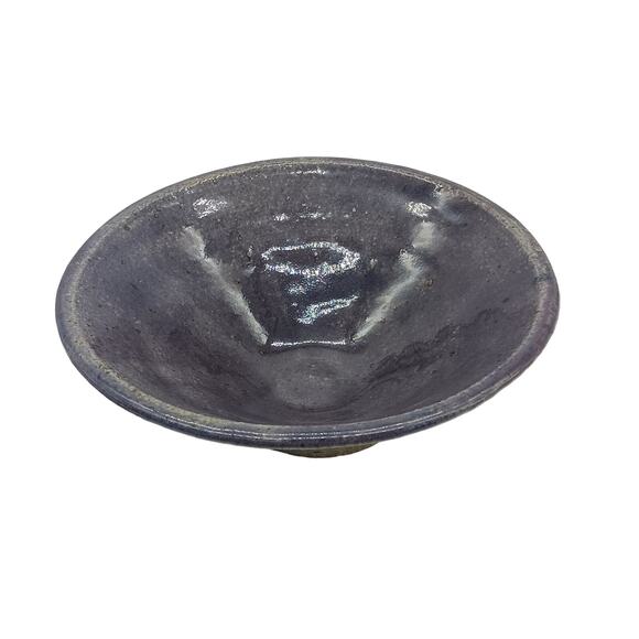 Signed Studio Art Pottery Bowl Salt Glaze Blue Speckled - Picture 1 of 7